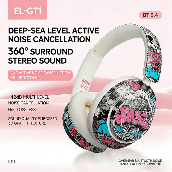 ANC Active Noise Cancelling Wireless Over-Ear Bluetooth Headphones - Heavy Bass for Sports & Gaming, New E-Sports Edition