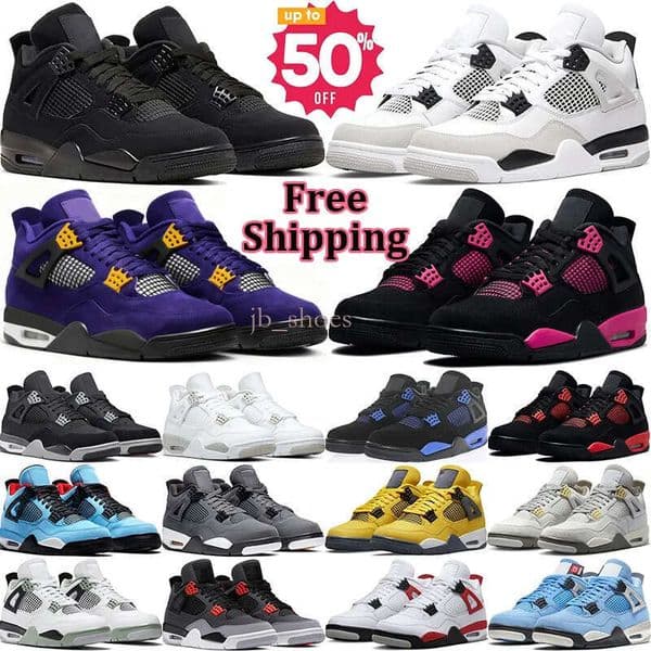 4 Men 4s Basketball Desinger Shoes Black Cat University Women White Pure Money Pink Thunder Oreo Military Blue Sneakers with BOX 36-49