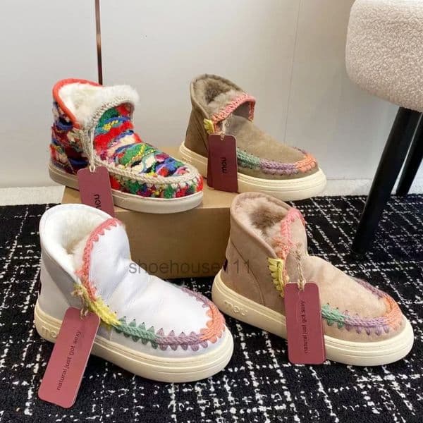 Boots Womens eskimo Wool Snow Boots Designer Ankle boot suede leather shoe Luxury booties winter boots Vintage Flat Heel Fur Boot outdoor Furry outdoor sport shoes