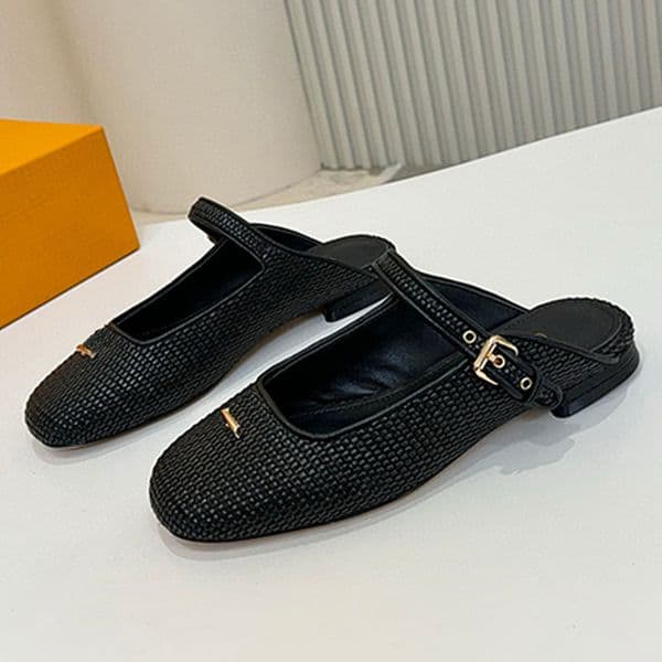 1AHN5 Swing Open Back Ballerina summery style crafted from woven raffia Mules Ballerina gold toned buckle adjustable strap Womens Raffia Mule Ballerina