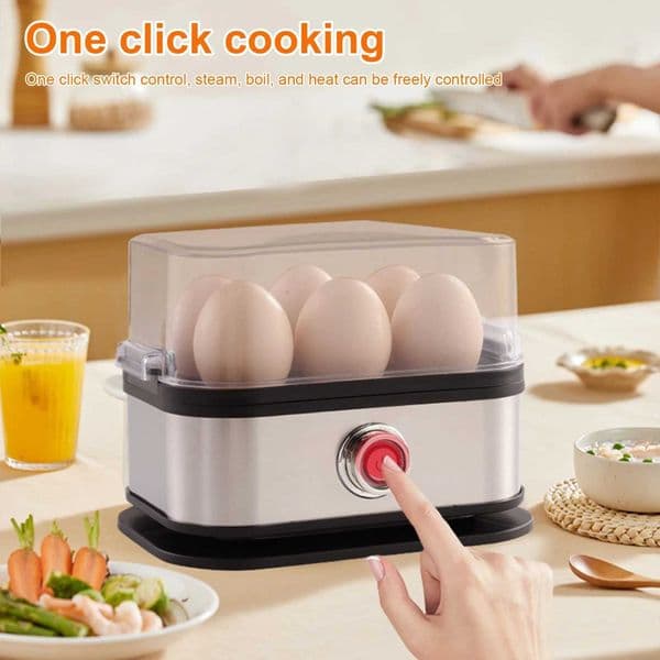 Electric Egg Cooker with Auto Shut-Off Egg Boiler 6-Egg Capacity Egg Food Vegetable Steamer for Home Kitchen Hard Boiled Eggs M251206