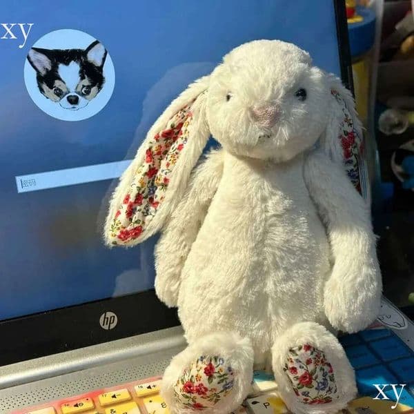 White floral earflower cloth Bonnie Rabbit soothing doll cute toy gift lop-eared rabbit stuffed holiday surprise jelly plush
