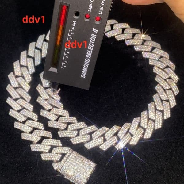 Cuban Link Chain 925 Sterling Silver Vvs Moissanite Custom Cuban Jewelry Necklace Link Chain Women Men