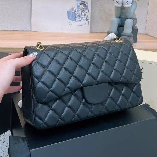 Designer Evening Bags Cross Body Lady Double Purse Classic Medium Flap Quilted Bag Black Grey Gold Sliver Hardware Turn Lock Crossbody Women Shoulder Handbag