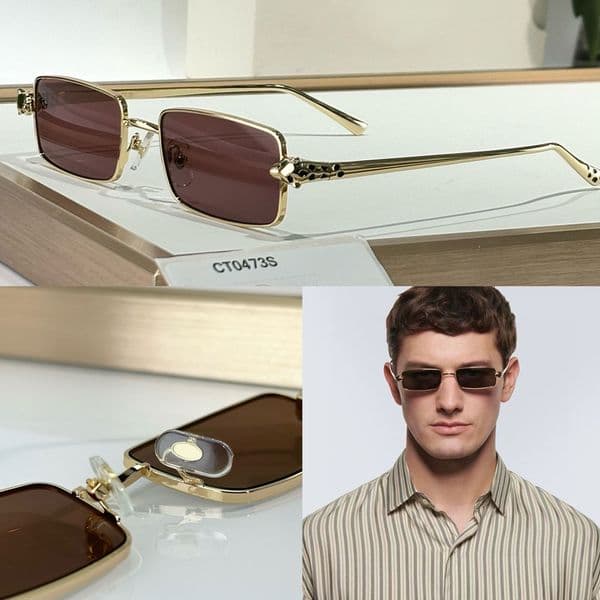 Womens panthere de sunglasses mens designer rectangle sunglasses with a metal frame summer beach party style fashion eyeglasses high quality UV400 Protection
