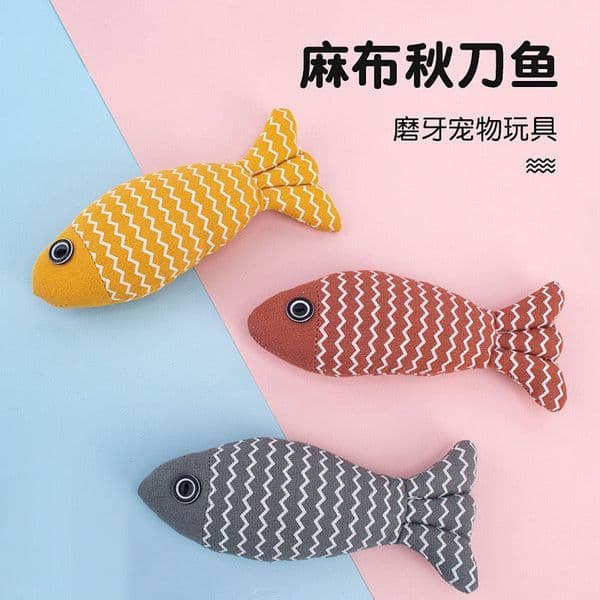 Cat toy self high boredom resistant bite clean teeth linen fish grinding teeth fun cat toy cat simulation fish toy pet supplies