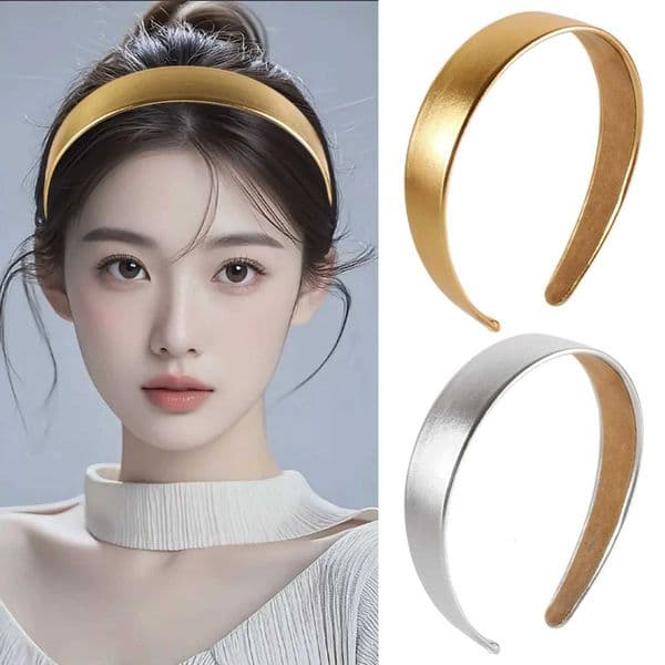 1PC Metallic Headbands Set Gold and Silver Hair Accessories Stylish and Simple Head Hoops Ideal for Daily and Party LooksT251210