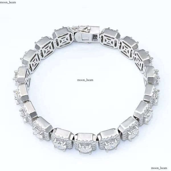 Square Chain fashion Style 11mm Width VVS Moissanite Sier Bracelet for Men