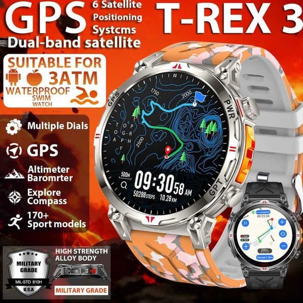 2026 New Military Grade GPS Smart Watch Built in GPS Compass Altimeter Barometer 5ATM Waterproof 650mAh Sports Call Bracelet MenXJ251210
