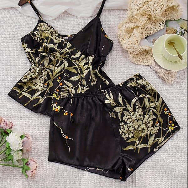 Women's Sleep & Lounge-Printed Camisole Shorts Pajama Set, Soft Skin-Friendly Women's Summer Loungewear--A-024