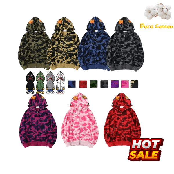 High Quality Zipper Hoodies Mens Womens Fashion Men Designer Stylist Cartoon Black White Shark Hoodie Jackets Man Casual Sweatshirts Size M-3XL