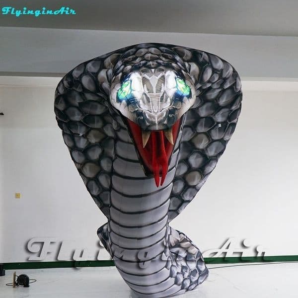 Decorative Cobra Inflatable Serpent 6m height (20ft) Giant Snake Inflate Naja Black Elapoid for Park/Advertisemen