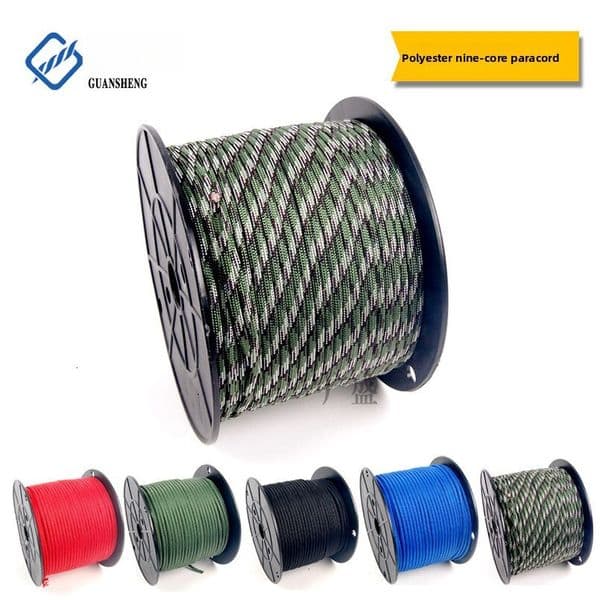 Guangsheng Cord Nine-Core Paracord 9-Core 550lbs 650lbs 100m Military Green Camouflage Black