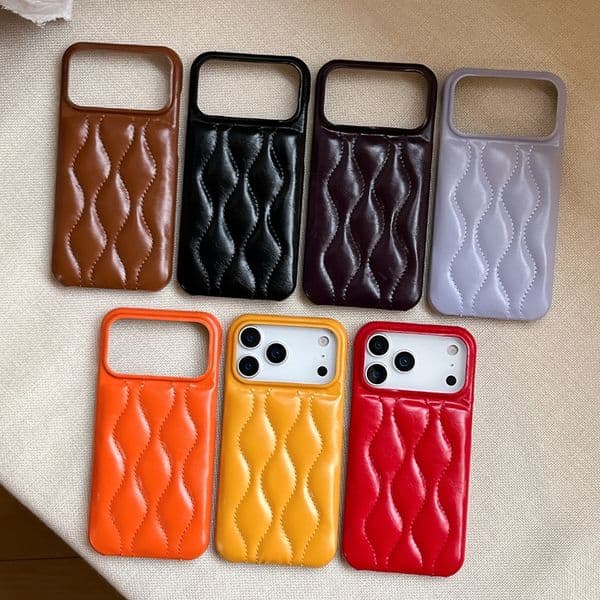 Down Jacket PU Leather Cases For Iphone 17 Air 16 Pro Max 15 Plus 14 13 Iphone17 Hard PC Plastic Luxury Fashion Checkered Mobile Cell Phone Back Cover Skin