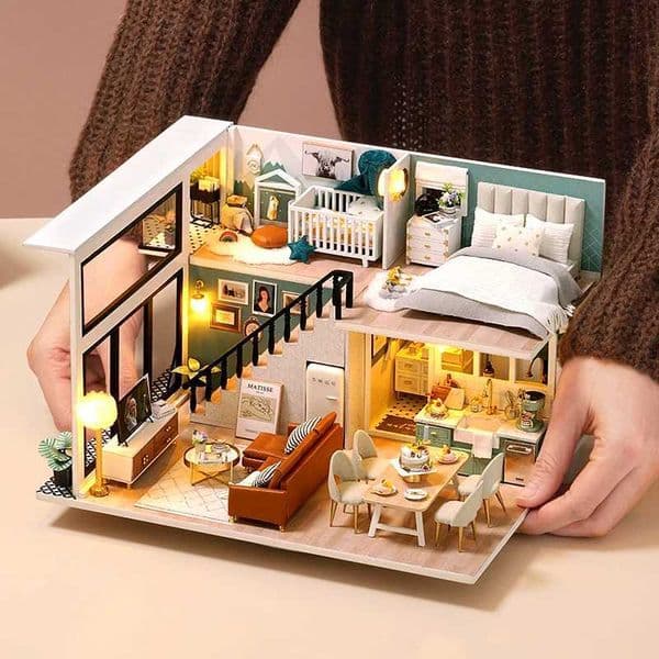Handmade Doll House Kit Wooden 3D Puzzle Mini DollHouse Assembly Building With Furniture Kits Toys For Children Birthday Gifts X251211