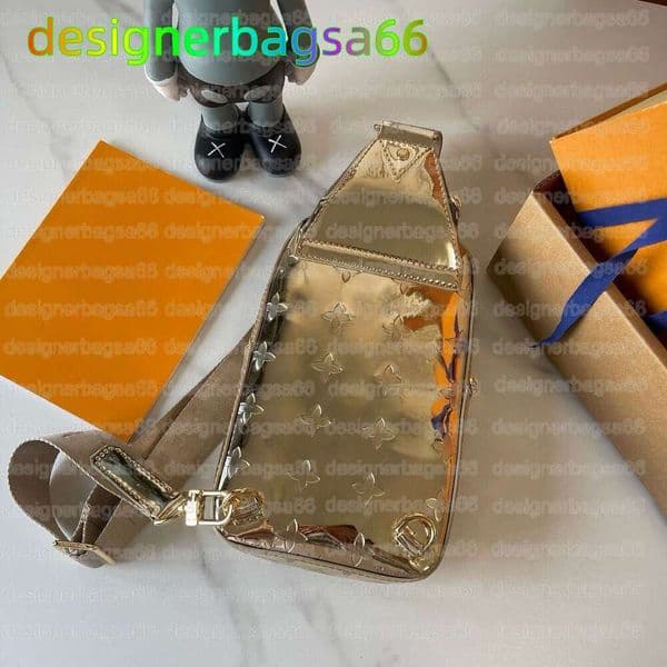 Mens 10A High quality Designer Genuine Leather Shoulder Bags Cross Body Purse Wallet Hobos Handbag Belt Bag Bumbag Mirror quality Gold and silver patent shoulder