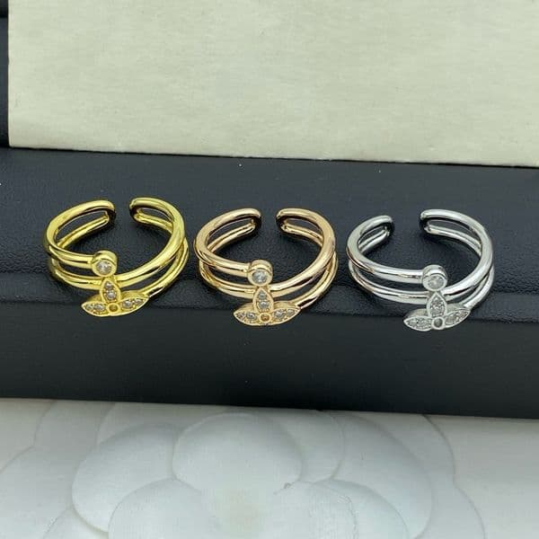 Designer Rings Luxury Letter Crystal Band Rings Opening Adjustable Ring For Women Party Fashion Jewelry Gift