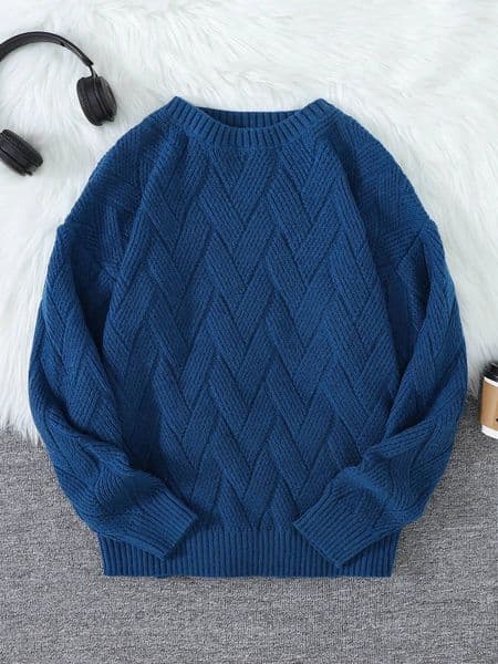 New Japanese round neck couple plain weave style casual versatile fashion men's long sleeved sweater top dongdumaoyi