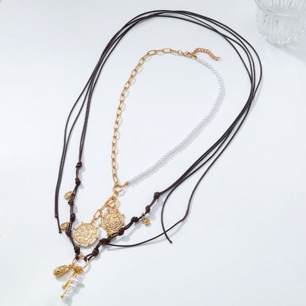 Fashionable Autumn Geometric Irregular Texture Circular Necklace Hand Woven Multi Layer Necklace Charming Womens Bohemian Style Necklace Fashion Jewellery