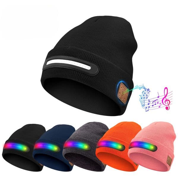 Unisex LED Colorful Light Bluetooth 5.4 Beanie - Rechargeable Stereo Music Hat for Halloween Party