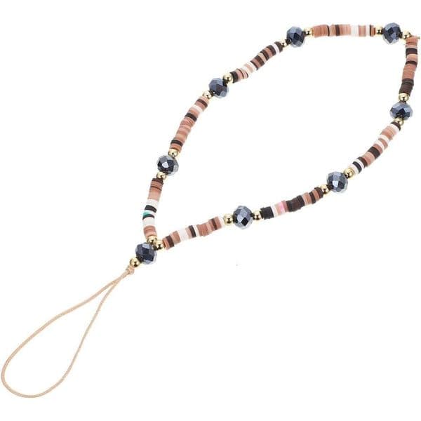 Rainbow Beaded Mobile Chain Wrist Strap Women Practical Anti-Lost Phone Lanyard with Crystal Color Beads Lightweight for Everyday Use