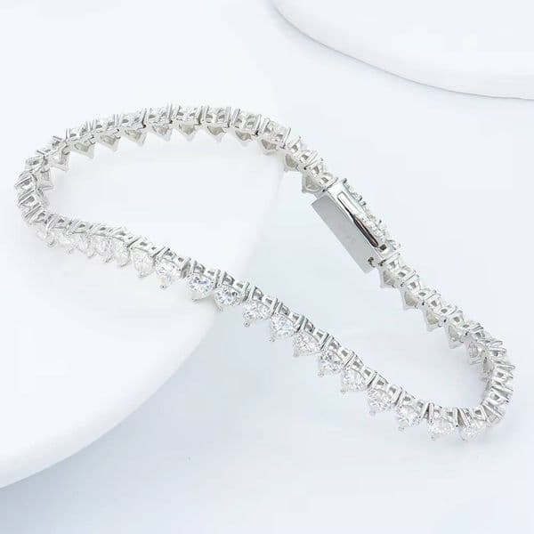 Pass Diamond Tester 925 Silver 44mm Heart Shape VVS DEF Mossanite Diamond Tennis Bracelet Fashion Jewelry for Party for Wedding