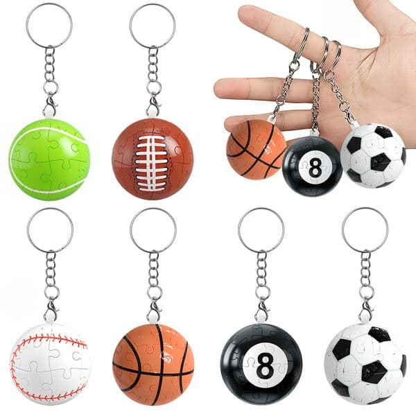 3D Spherical Puzzle Ball Shape Football Basketball Billiards Creative Building Block Toy Pendant Assembly Keychain Gift