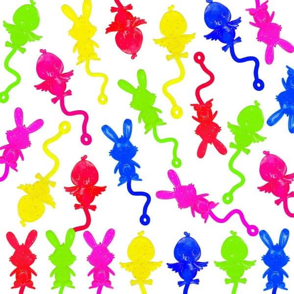 Cross-Border Elastic Easter Bunny Chick Soft Rubber Colorful Glitter Gold Powder Creative Wall-Climbing Sticky Small Toy