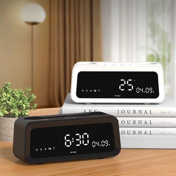 Wireless Bluetooth Speaker with Perpetual Calendar Alarm Clock Temperature Display Desktop Multifunctional Bluetooth Speaker Free shipping