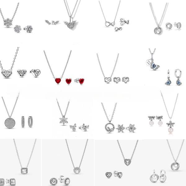 Pendant Necklaces 925 Sterling Silver Sublime Heart Eternal Symbol Collarbone Necklace Simple Versatile Snowflake Earring