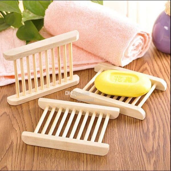 500pcs Natural Wood Soap Tray Saver Dish Rack Deck Holder Shower Plate Box Home Wash Bathroom Decor Bathing Tool