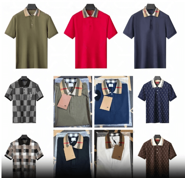 New Designer Polo shirt Fashion Casual Mens Polos Collar Colorful Contrast Short Sleeve 100% Cotton