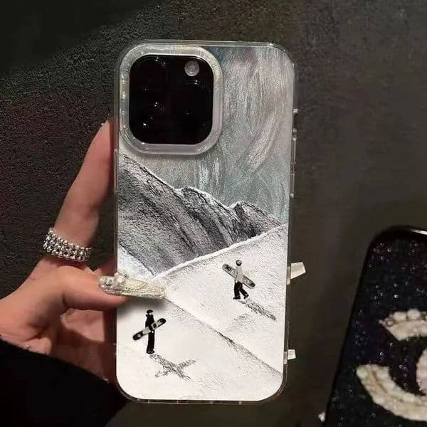 Creative Mountain Ski Motif Phone Case For iPhone 17 16 15 14 Pro Max 13 12 11 XS XR X 7 8 Plus 16E Air Shockproof Bumper Cover ddmythur