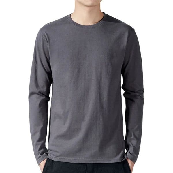 T Shirt For Men Cotton Long Sleeve T-shirts Solid Color Mens Clothing Full Length Sleeve For Spring And Autumn Undershirts 251217