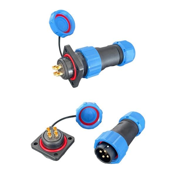 10pcs Waterproof-IP68 Flanged Installation IP68 M21 4 holes flange installation 4-Cores 30A Waterproof Industrial cable connectors