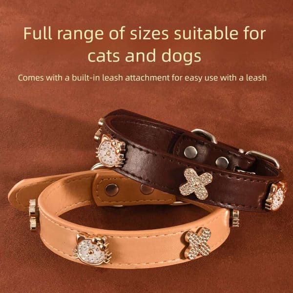Pet collar Designer dog collar Small and Medium Teddy Pet Leather Pearl Rhinestone Cat Necklace Dog Neck Collar Accessories