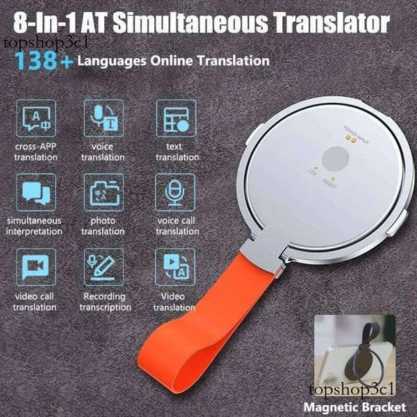 AI Magnetic Bracket 138 Languages Smart Simultaneous Interpretation Voice Call Text Photo Video Translator