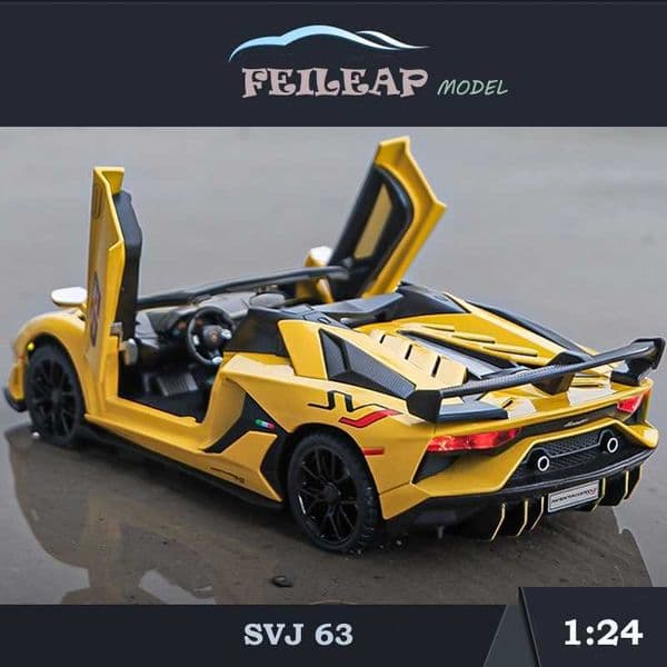 Car Model 1:24 Scale Lambor Aventador Svj 63 Super Sound Light Collection Metal Diecast Toys Vehicles Kids Boys Gift Decoration