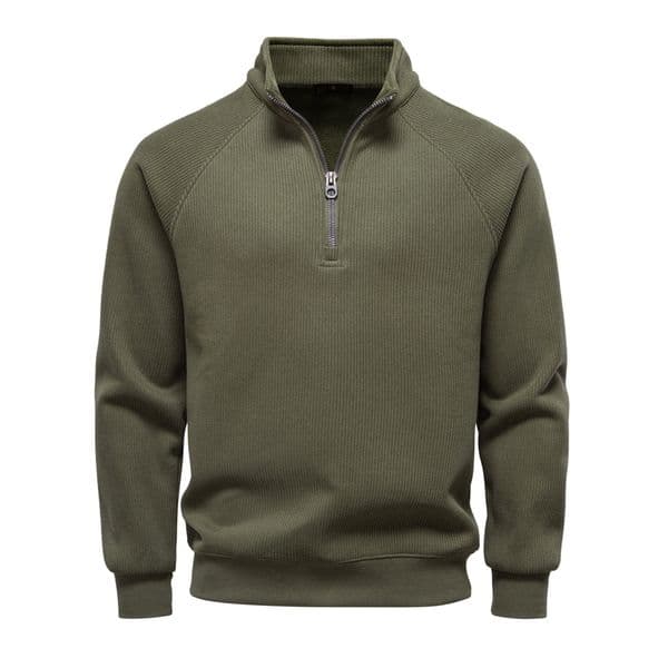 WOZK 2026 New Autumn/Winter Half Zipper Hoodie Stand up Collar Trendy Versatile Plush Men's Hoodie Top designer