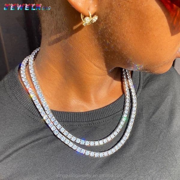 Real 10K Gold with VS1 Lab CVD Diamond Factory Price 2mm - 3mm Tennis Chain Necklace for Women/Man Fine Diamond Jewelry