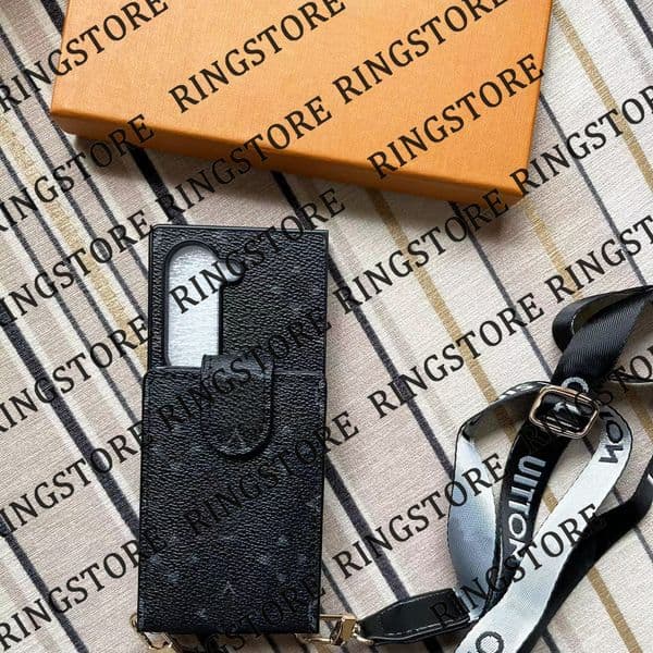 Beautiful Samsung Fold 3 45 6 7 8 9 Phone Cases Luxury Crossbody Designer Leather Card Slot LU Fold3 Fold3 Fold4 Fold5 Fold6 Fold7 Fold8 Fold9 Case with Box Packing Fei