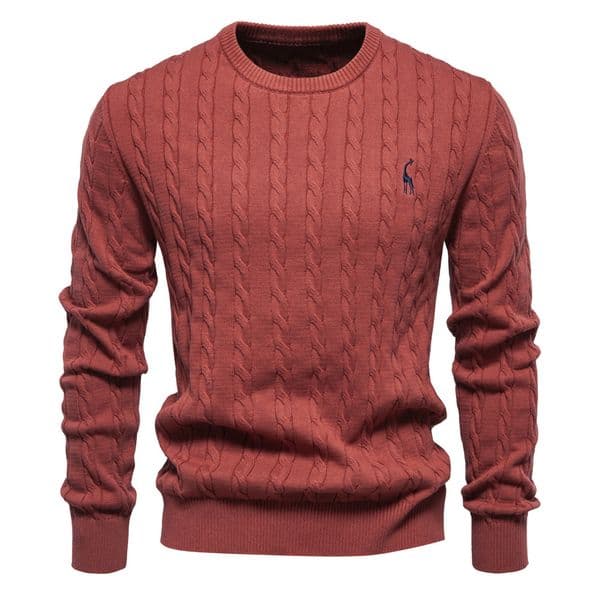 WOZK Autumn/Winter New High Quality Men's Sweater Hoodie with Deer Embroidery Solid Color Knitted Sweater for Men Men's Clothing