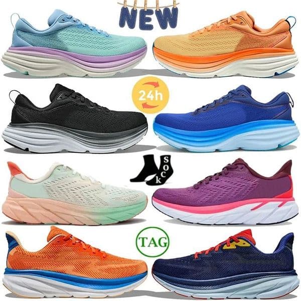 Hokawomen Bondi New 8 mens shoes Airy Blue Sunlit Ocean Chalk Violet Impala Mock Blue one summer song luxury men women casual sneakers