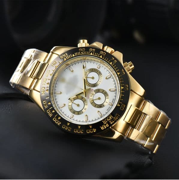 ROL Mens DAY TONASity Quartz Movement watch multifunction Wristwatch Designers Men Watches Stainless Steel Strap Gold Wristwatches Montre de luxe #556