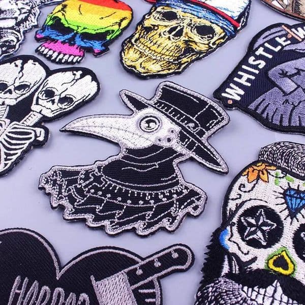 New Plague Doctor Punk Clothing Embroidered For Jacket Appliques Badges DIY Skull Patch Iron Patches On Clothes