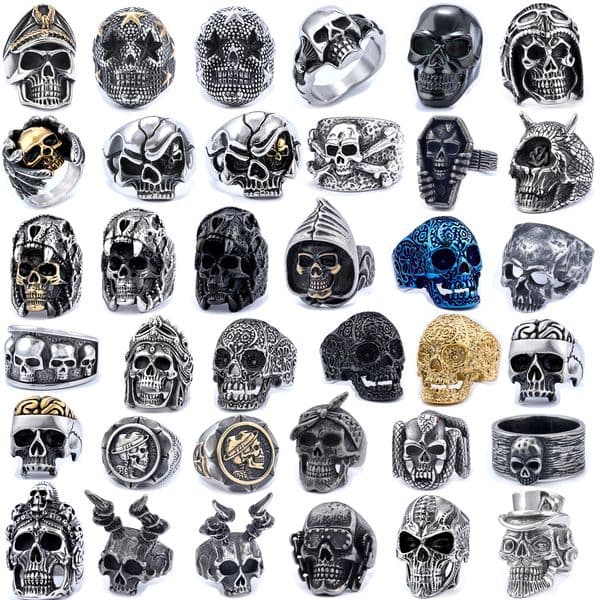 Cross-Border Hot-Selling Pirate Luxury Skull Vintage Rust-Free Trendy Free shipping Wear Music Festival Heavy Metal Ring