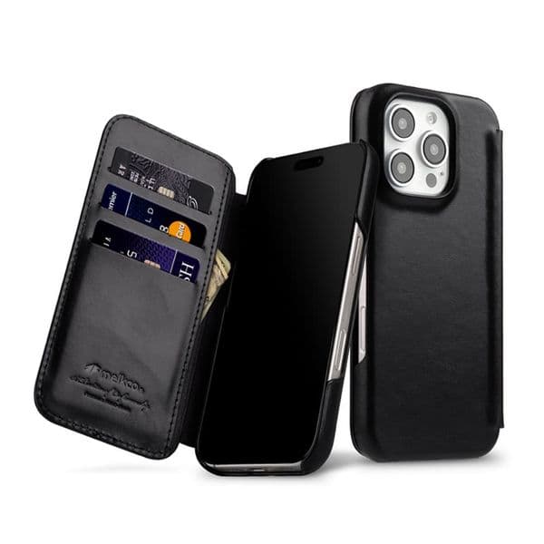 Genuine Cowhide Leather Oil Wax Flip Case For iPhone 16 Pro Max 16 Pro Card Slot Cover