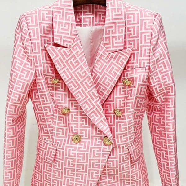 Newest Jacket Women's Double Breasted Lion Buttons Geometrical Jacquard Blazer Fashionable and trendy blazers