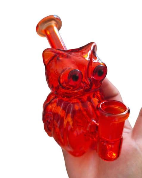 Wholesale Travel cute owl shape water oil burner pipe colorful glass hookah tobacco pipes for smoking