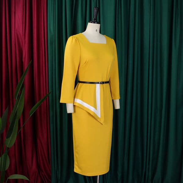 (582) Women's Spring New Fashion Temperament Elegant Hip-hugging OL Professional Tongle Dress